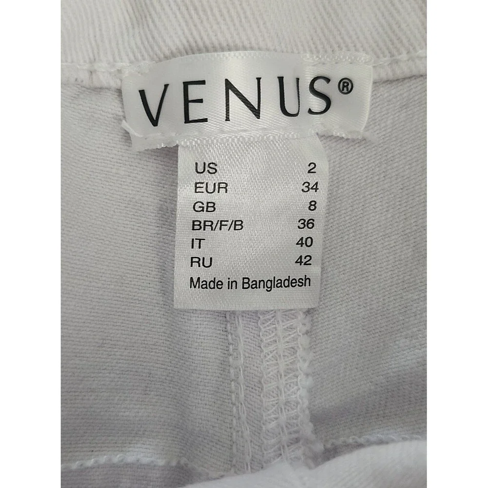 VENUS (Jeans & Polo) Low Rise White Cut Off Denim Shorts, 2